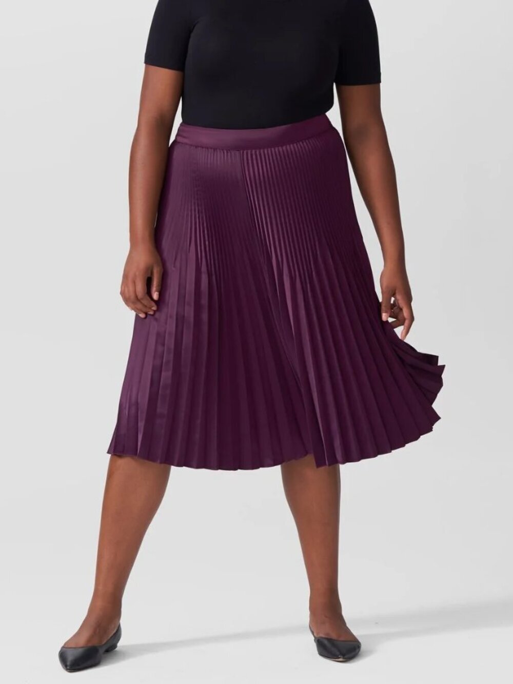 Universal Standard Cybele Pleated Midi Skirt Satin Potent Purple Size M